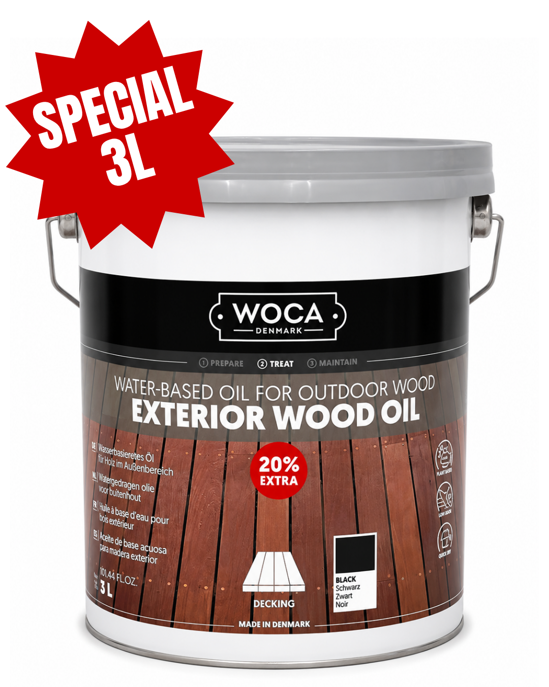 WOCA | EXTERIOR WOOD OIL | NATURAL, LARCH & BLACK | (3L SPECIAL)