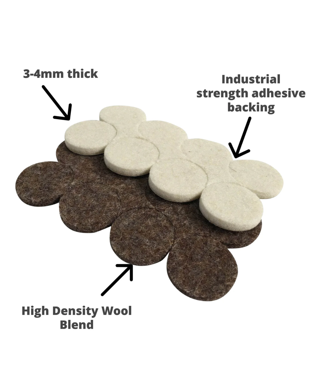 FLEXI-FELT | INDUSTRIAL STRENGTH ADHESIVE FELT DISCS (25mm)