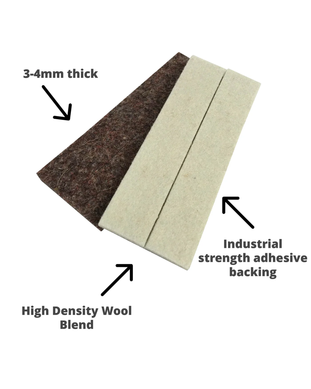 FLEXI-FELT | INDUSTRIAL STRENGTH ADHESIVE FELT STRIPS (19mm x 101mm)
