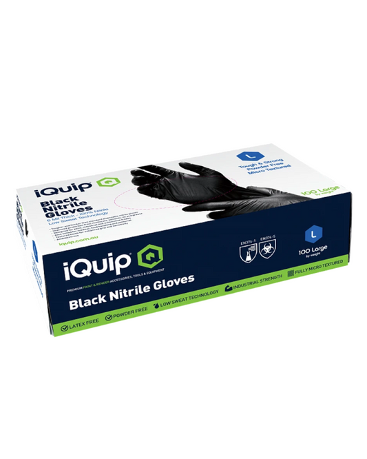 iQuip | BLACK NITRILE GLOVES (LARGE)