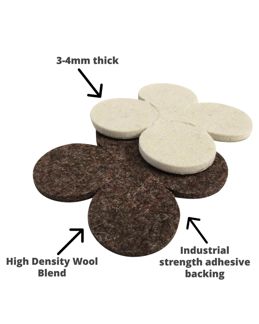 FLEXI-FELT | INDUSTRIAL STRENGTH ADHESIVE FELT DISCS (38mm)