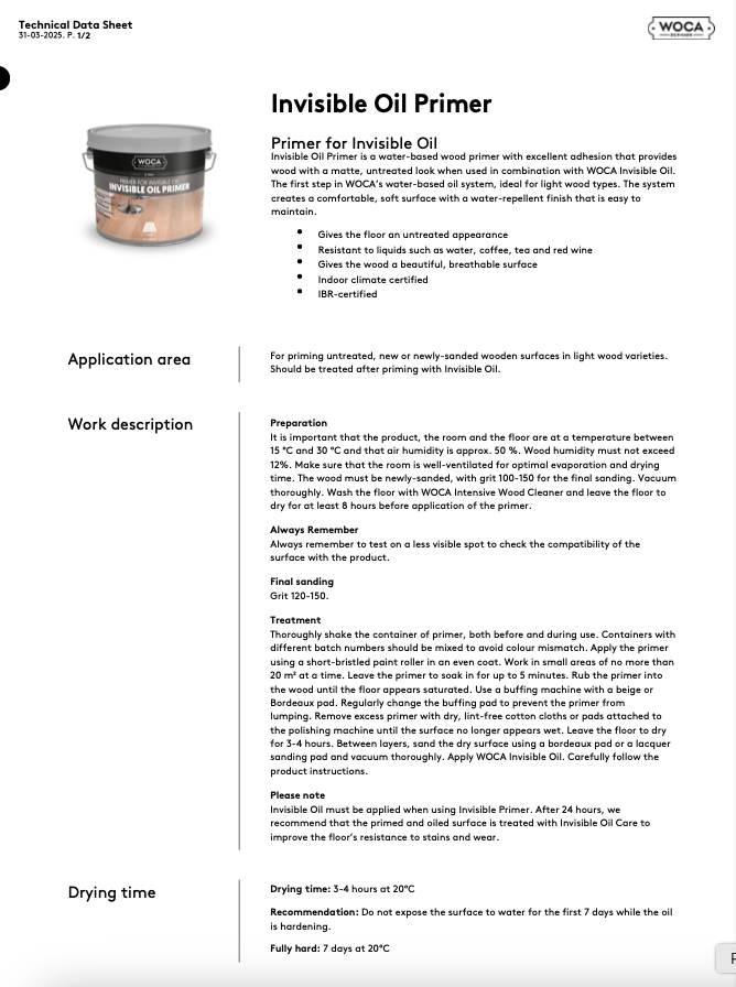 WOCA | INVISIBLE OIL PRIMER | NATURAL (2.5L)