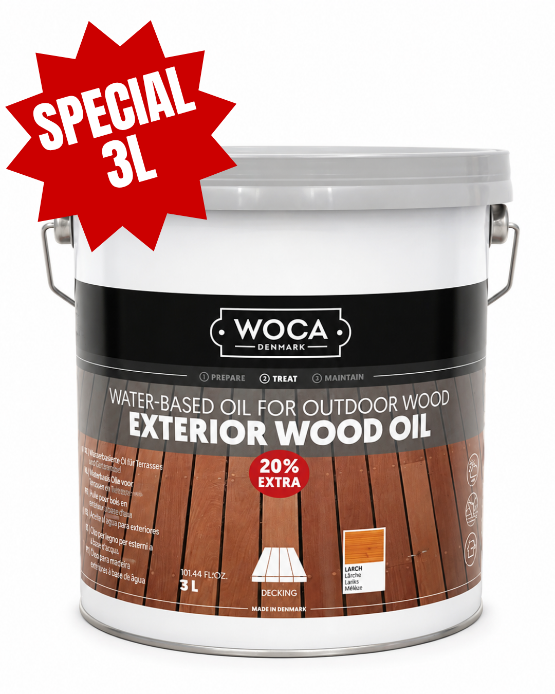 WOCA | EXTERIOR WOOD OIL | NATURAL, LARCH & BLACK | (3L SPECIAL)