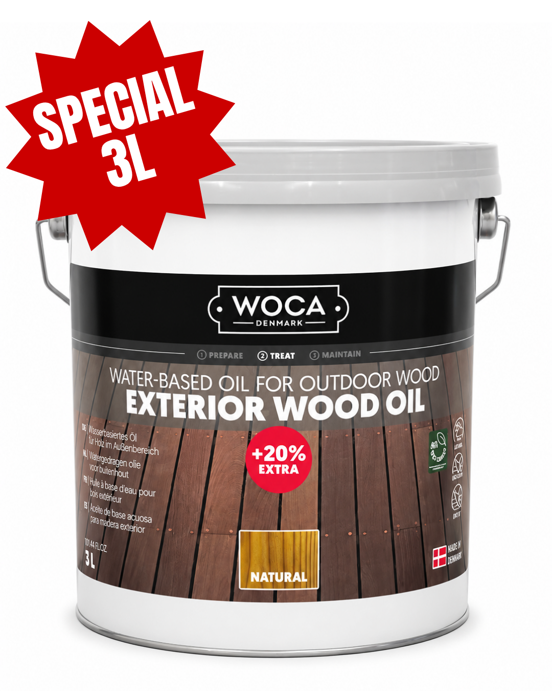 WOCA | EXTERIOR WOOD OIL | NATURAL, LARCH & BLACK | (3L SPECIAL)