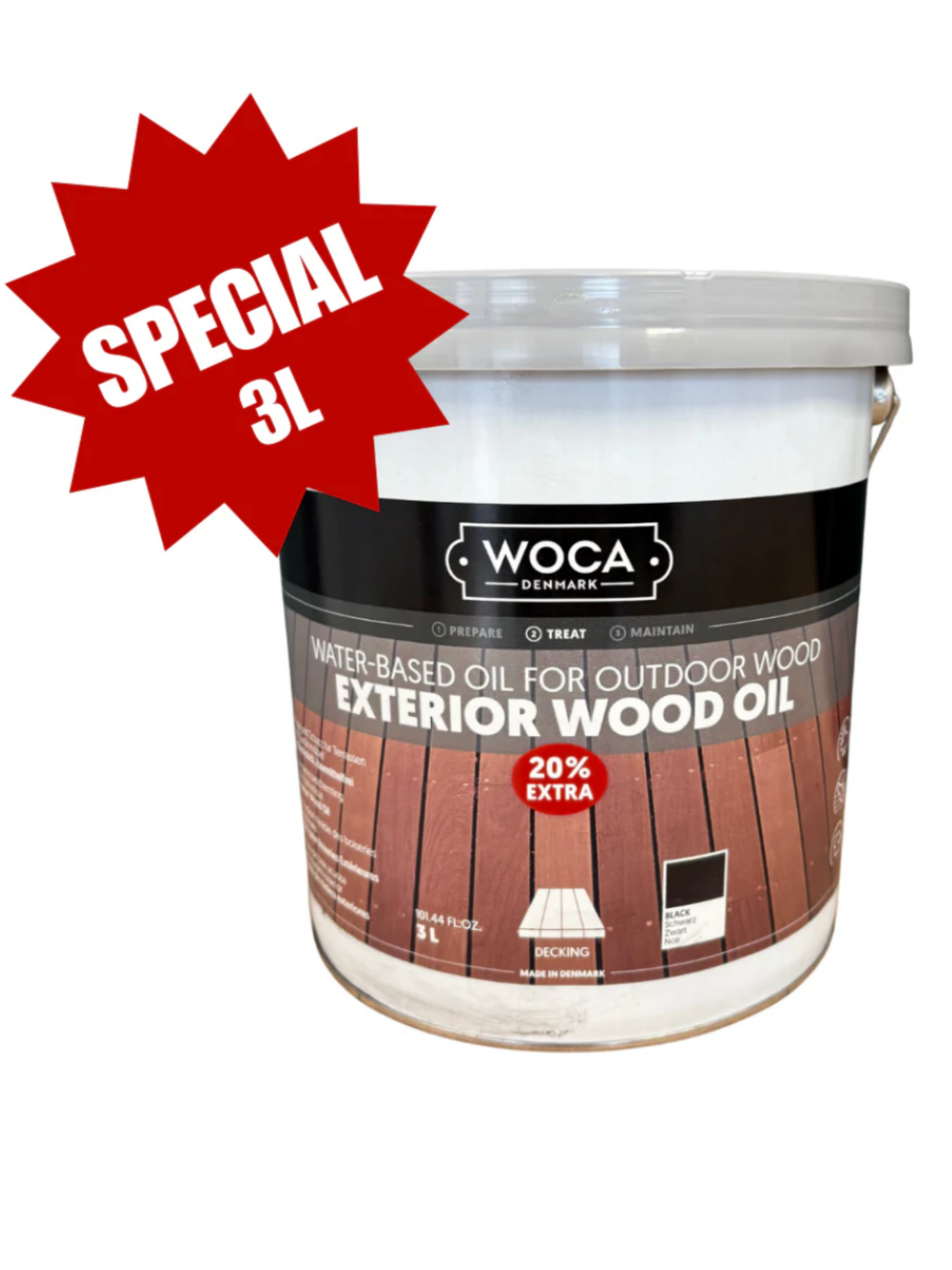 WOCA | EXTERIOR WOOD OIL | NATURAL, LARCH & BLACK | (3L SPECIAL)