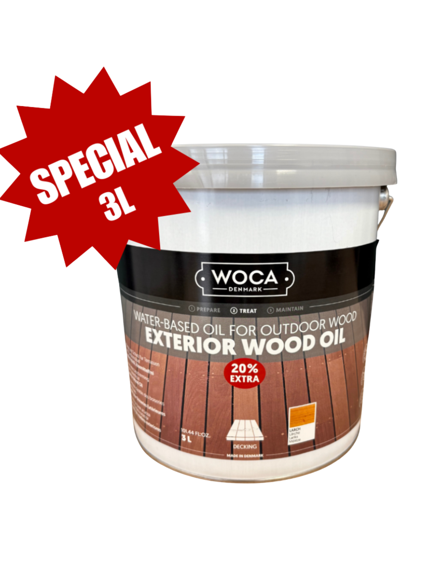 WOCA | EXTERIOR WOOD OIL | NATURAL, LARCH & BLACK | (3L SPECIAL)