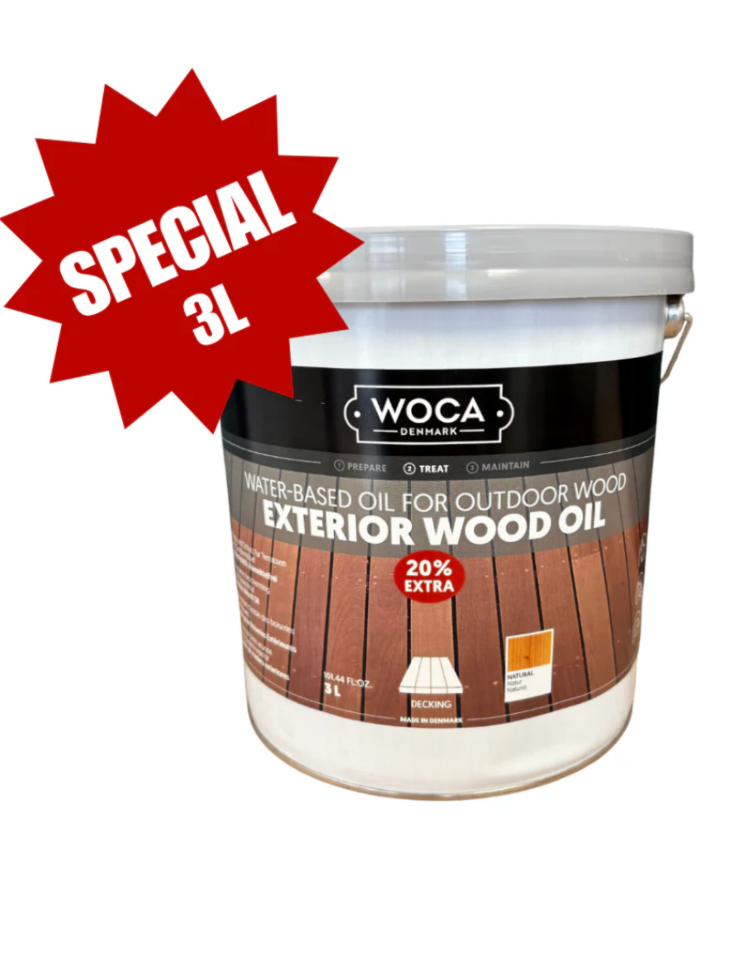 WOCA | EXTERIOR WOOD OIL | NATURAL, LARCH & BLACK | (3L SPECIAL)